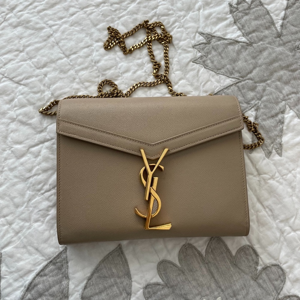 Saint Laurent Cassandre Leather Wallet on Chain